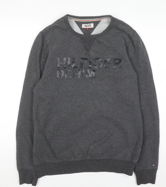 Tommy Hilfiger Denim Mens Grey Logo Crew Neck Sweatshirt Size M