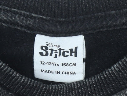 Brand and care label for Primark Disney Stitch boys’ black sweatshirt 12-13 years pullover crew neck