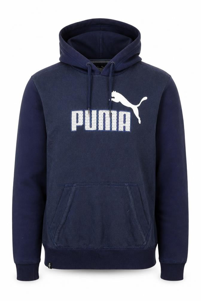 Puma Men's Blue Pullover Hoodie Size M Graphic Sports Fleece