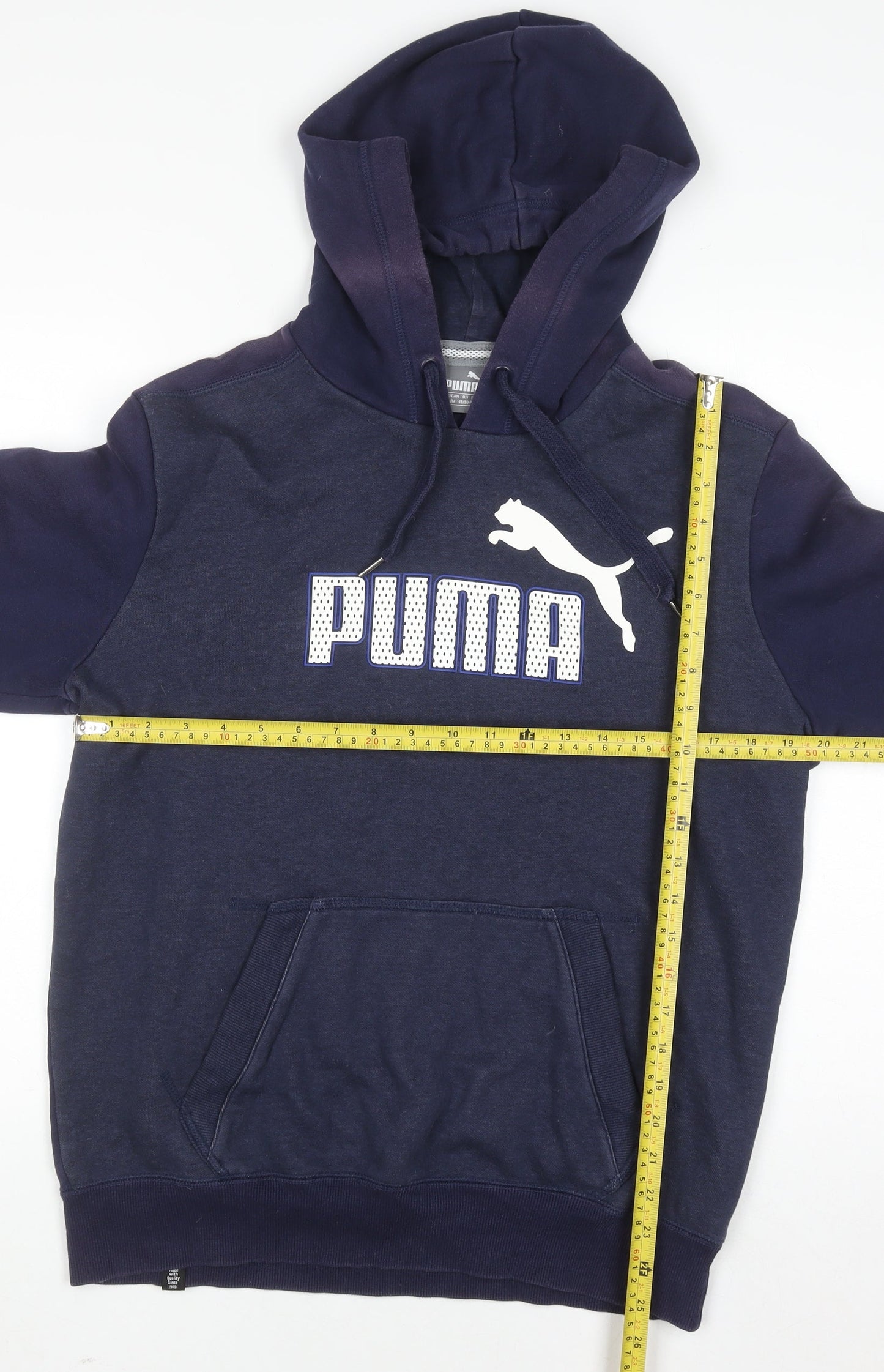 Puma Men's Blue Pullover Hoodie Size M Graphic Sports Fleece