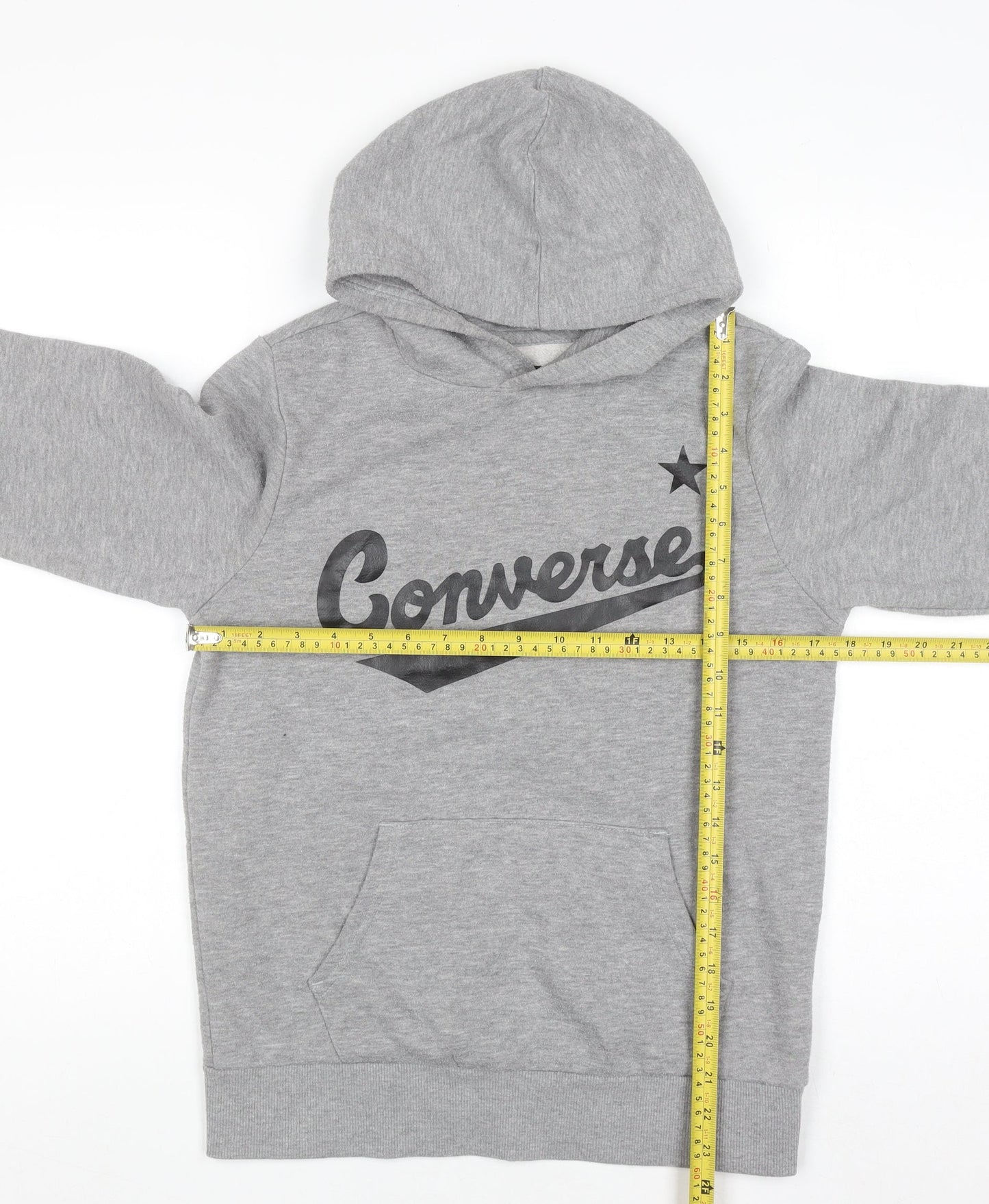 Converse Boys Grey Pullover Hoodie 12-13 Years Cotton Blend Fleece