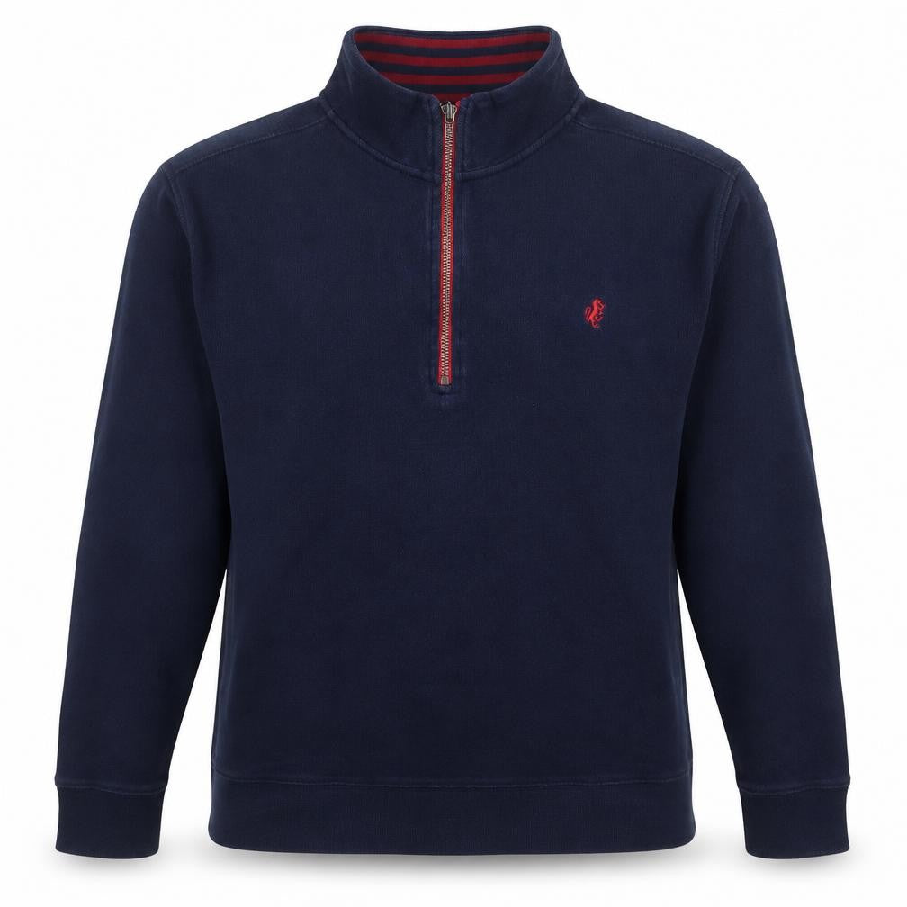 Stafford Men's Blue 1/4 Zip Cotton Sweatshirt - Size L
