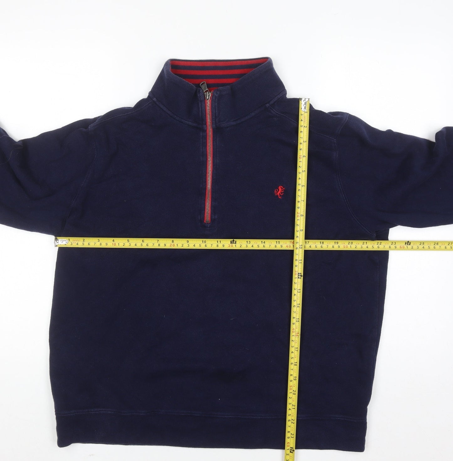 Stafford Men's Blue 1/4 Zip Cotton Sweatshirt - Size L