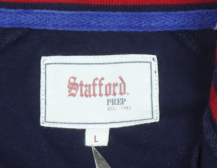 Stafford Men's Blue 1/4 Zip Cotton Sweatshirt - Size L