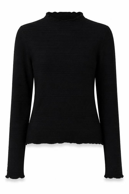 Warehouse Women Black Size 10 Mock Neck Long Sleeve Knit Jumper