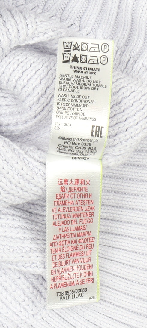 Marks and Spencer Women’s Pale Lilac Diamond Knit Cotton Jumper XL