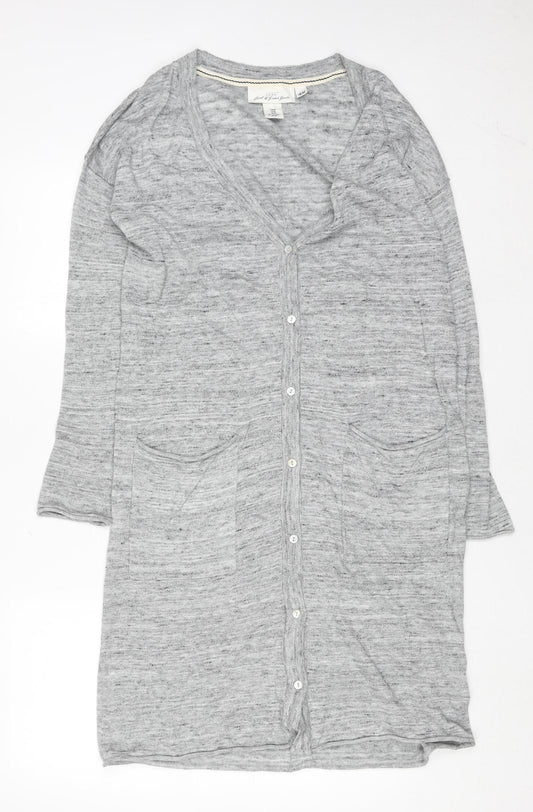 H&M Women Grey Button Knit Cardigan Size 12 V-Neck Lightweight