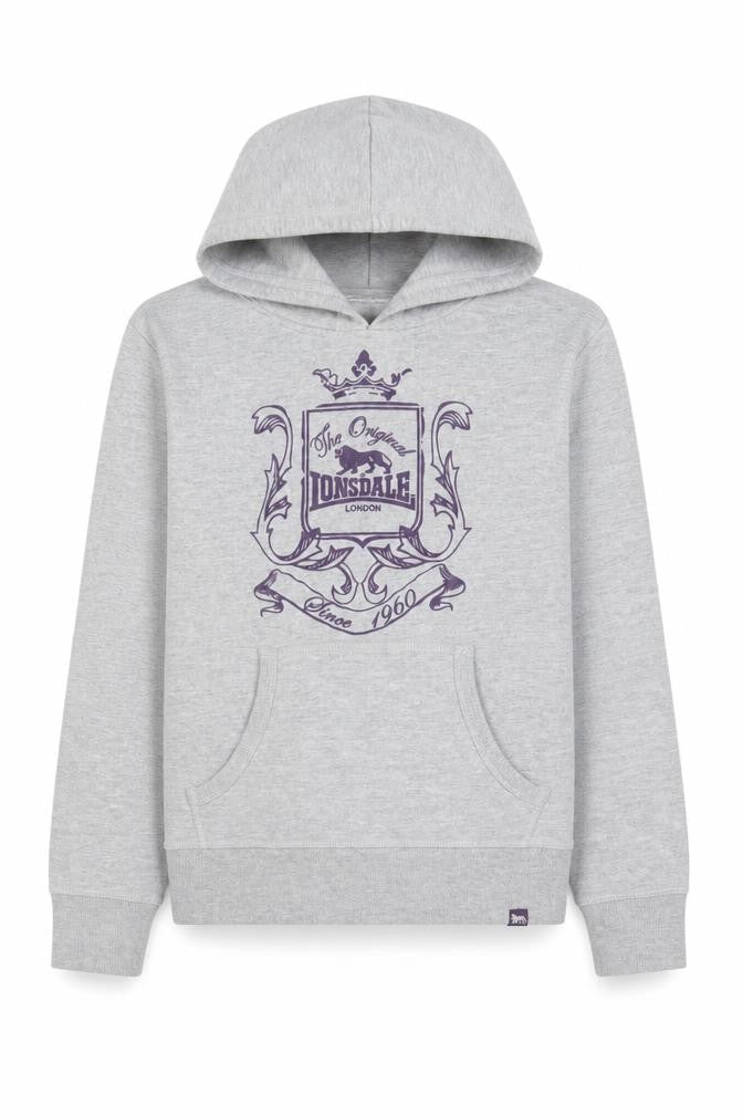 Lonsdale London Boys Grey Pullover Hoodie Size 8 Cotton Blend
