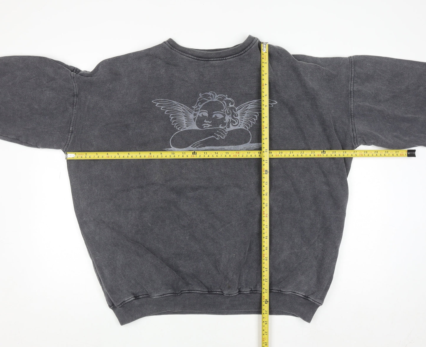 Motel Women’s Grey Angel Graphic Pullover Sweatshirt Size S