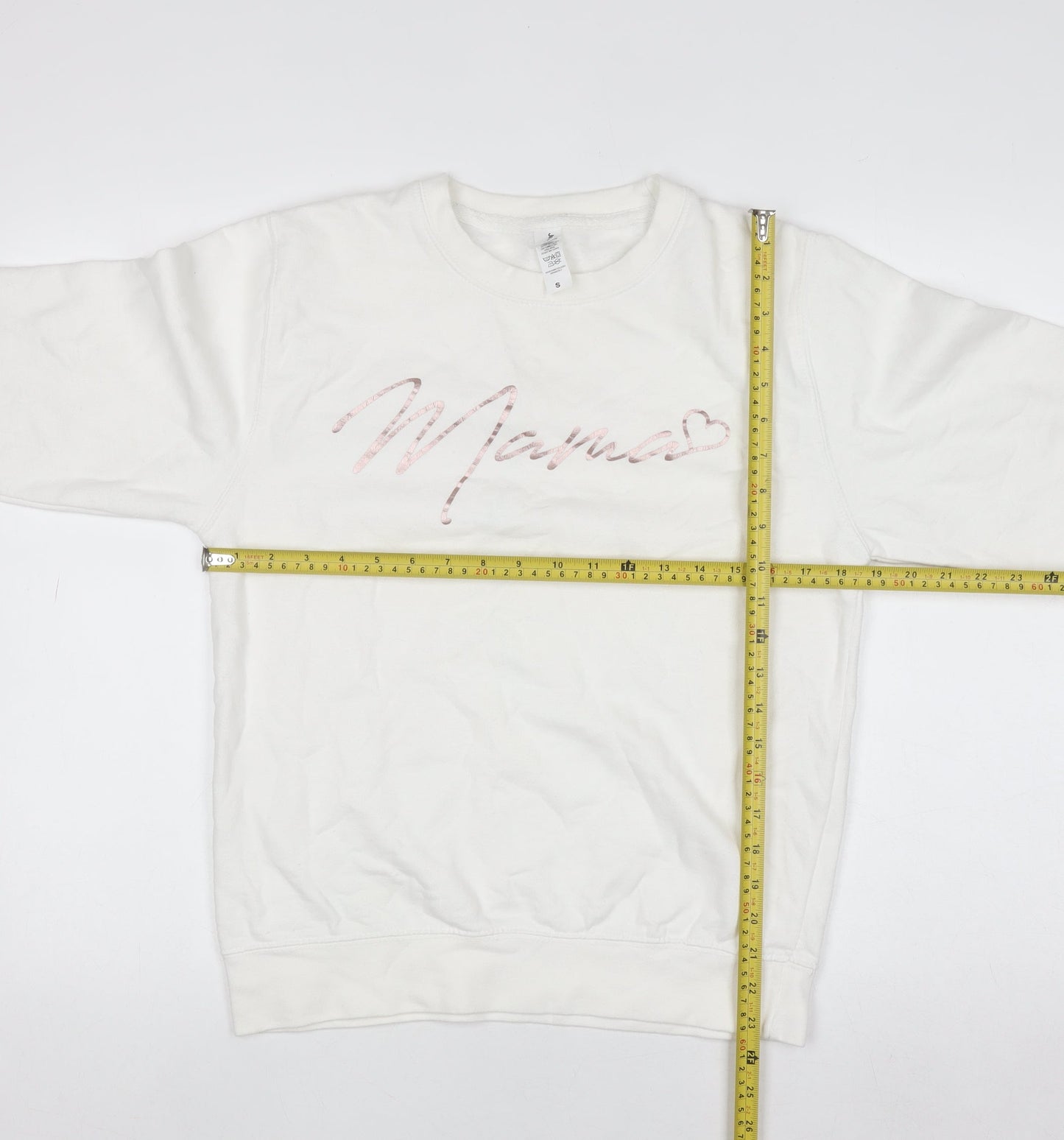 Just Hoods Women White Mama Slogan Sweatshirt Size S Cotton Blend