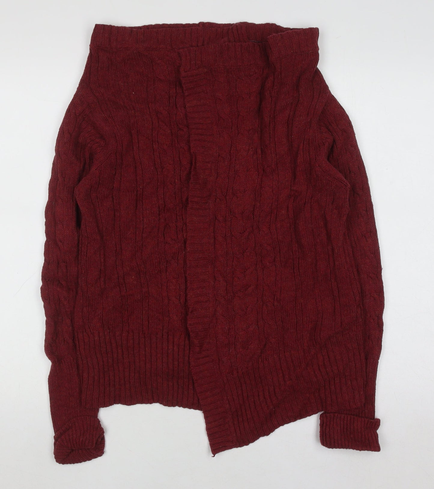 Mantaray Womens Red Cable-Knit Long Sleeve Cardigan Size 8