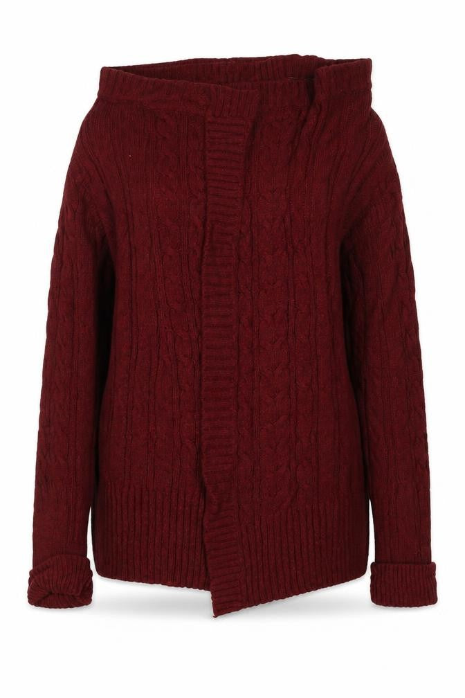 Mantaray Womens Red Cable-Knit Long Sleeve Cardigan Size 8