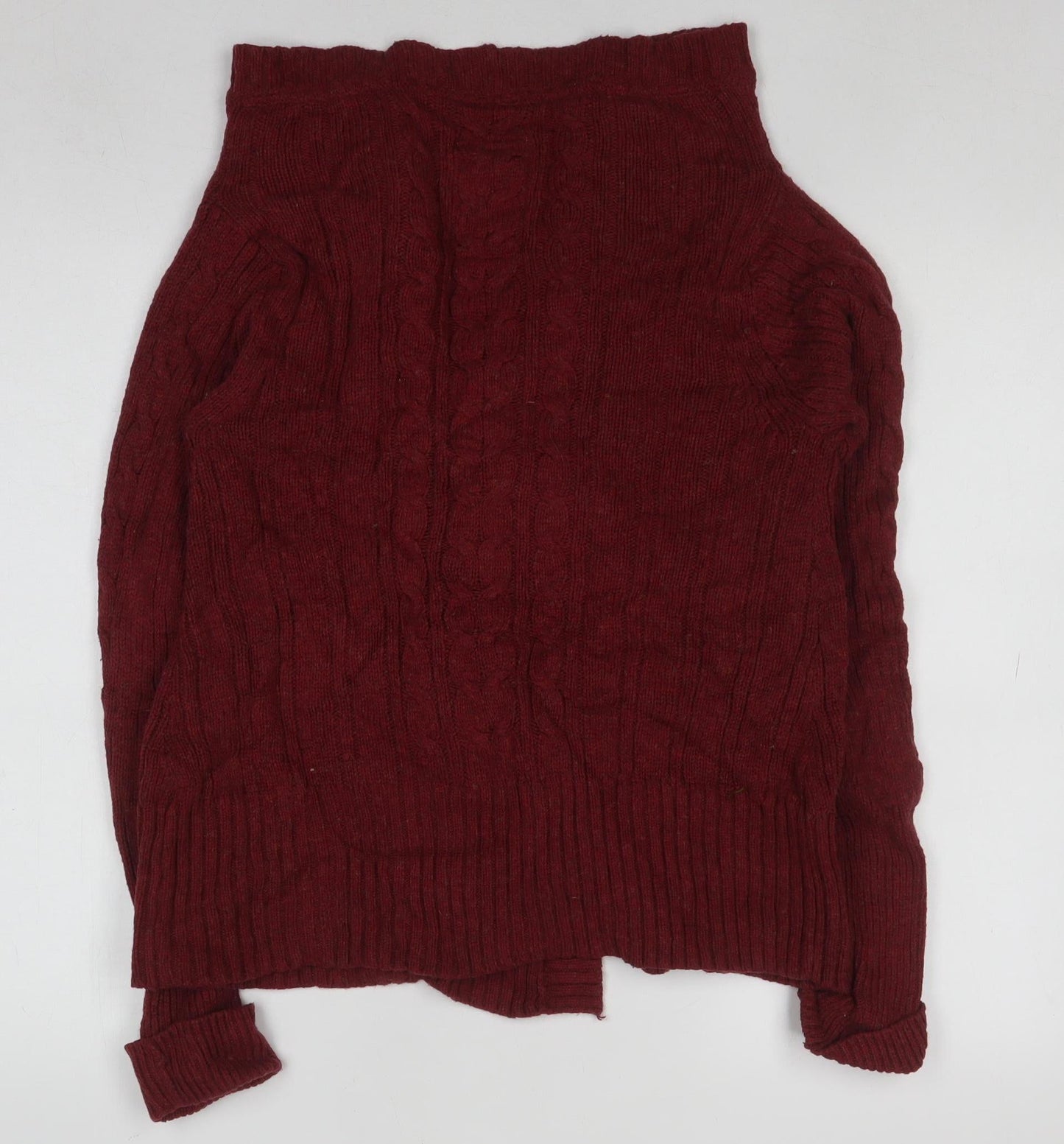 Mantaray Womens Red Cable-Knit Long Sleeve Cardigan Size 8