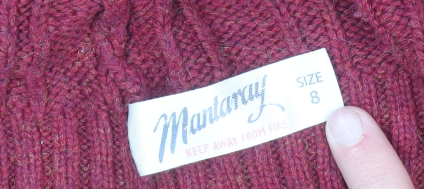 Mantaray Womens Red Cable-Knit Long Sleeve Cardigan Size 8