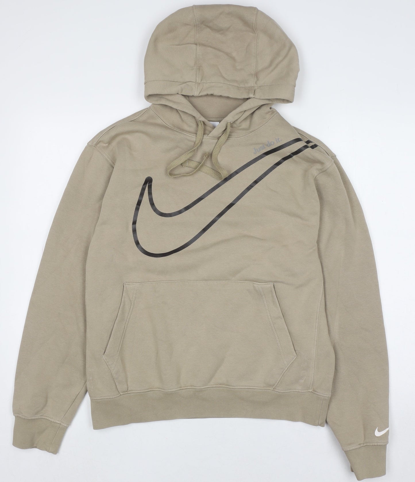 Nike Men's Beige Pullover Hoodie Small Graphic Fleece Sweatshirt