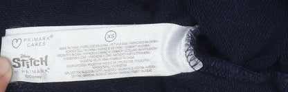 Brand and care label for Primark boys’ blue stitch pullover sweatshirt xs disney embroidered jumper