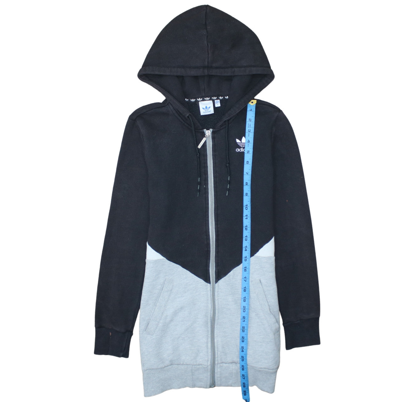 Adidas Unisex Black Grey Full Zip Hoodie Size M Sports Fleece