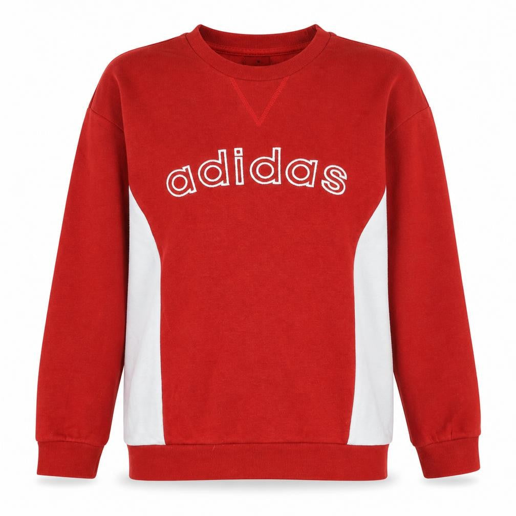Adidas Womens Red White Crew Neck Pullover Sweatshirt Size 16