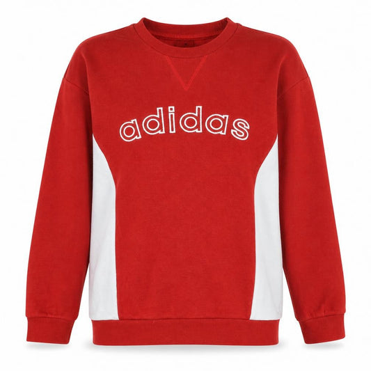 Adidas Womens Red White Crew Neck Pullover Sweatshirt Size 16