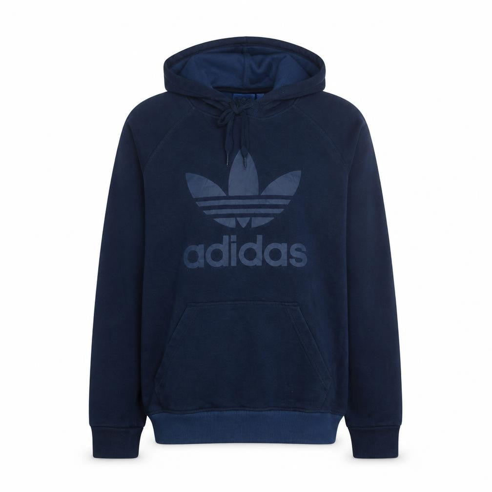 Adidas Men's Blue Pullover Hoodie Small Logo Graphic Fleece Sweatshirt