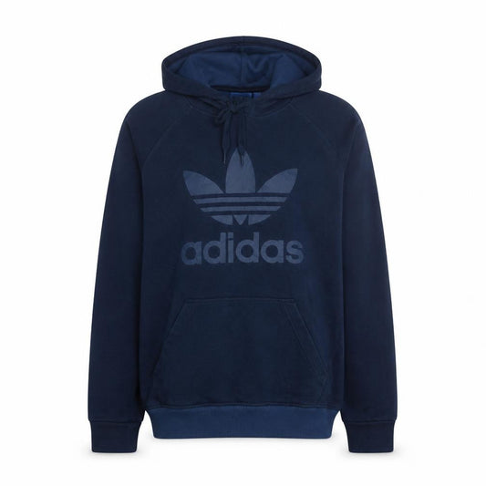 Adidas Men's Blue Pullover Hoodie Small Logo Graphic Fleece Sweatshirt