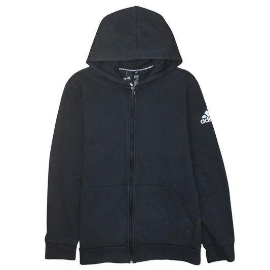 Adidas Men's Black Full Zip Hoodie L Sportswear Cotton Fleece