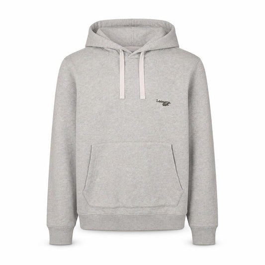 Front view of Lacoste Men's Grey XS Pullover Hoodie with Logo Detail