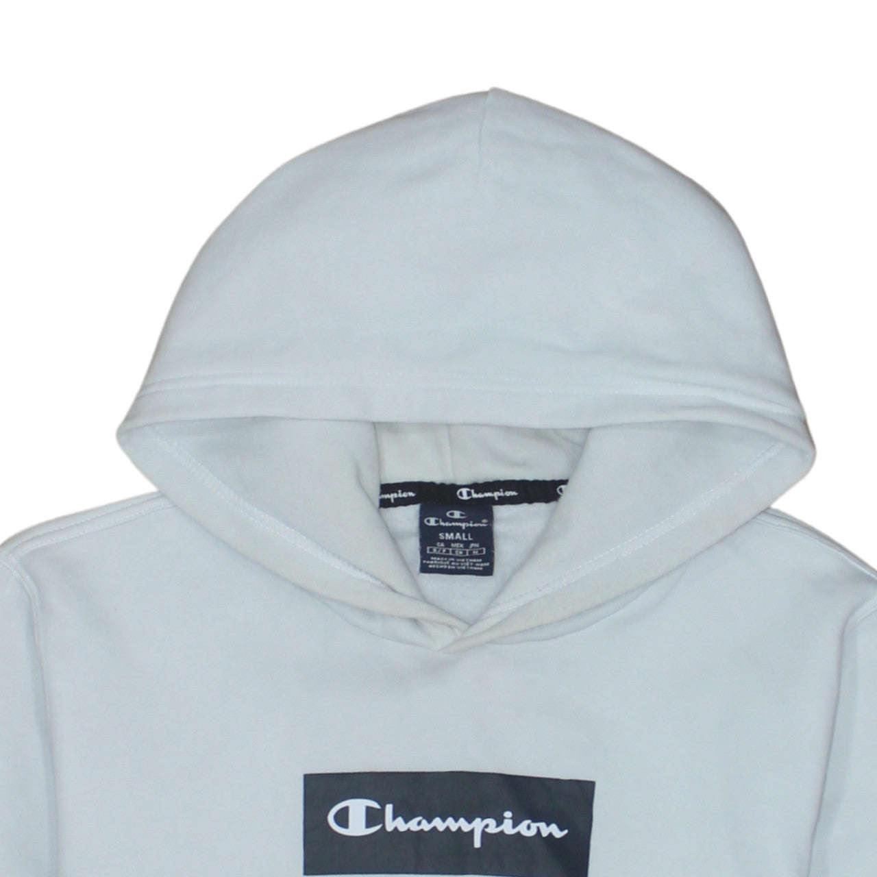 Champion Men's White Small Pullover Hoodie Logo Graphic Sweatshirt