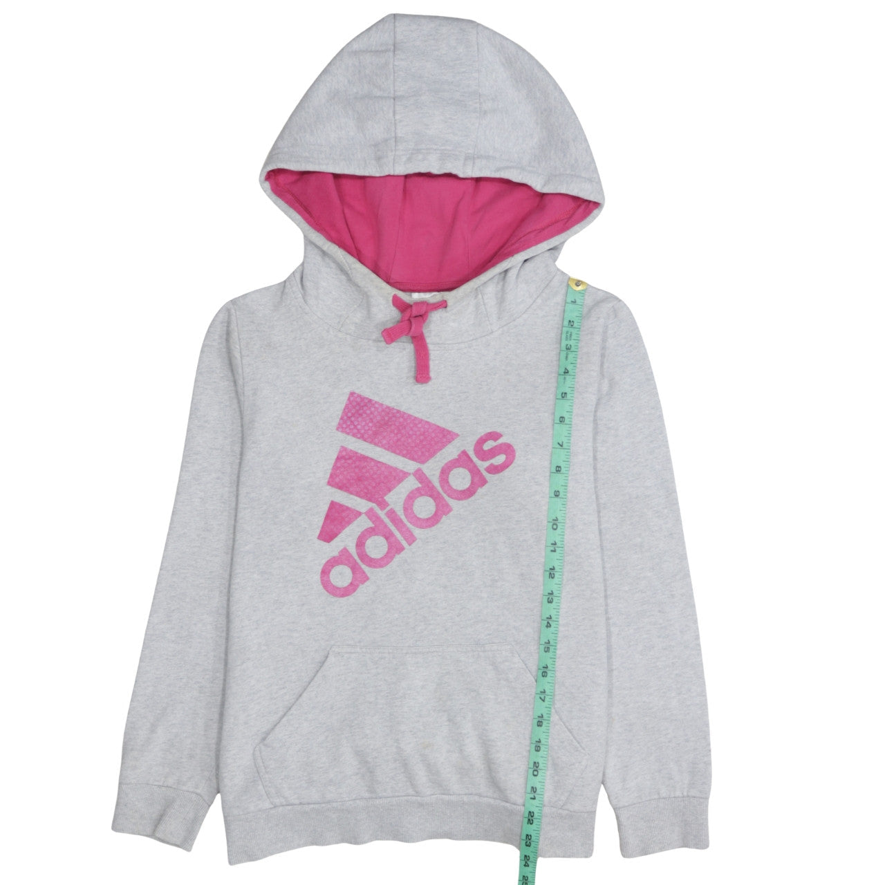 Adidas Womens Grey Pink Hooded Pullover Sweatshirt L