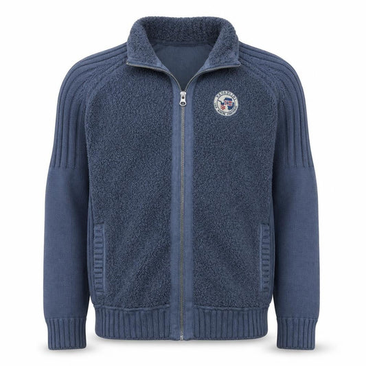 Napapijri Men's Blue Full Zip Cotton Knit Sweatshirt Size M