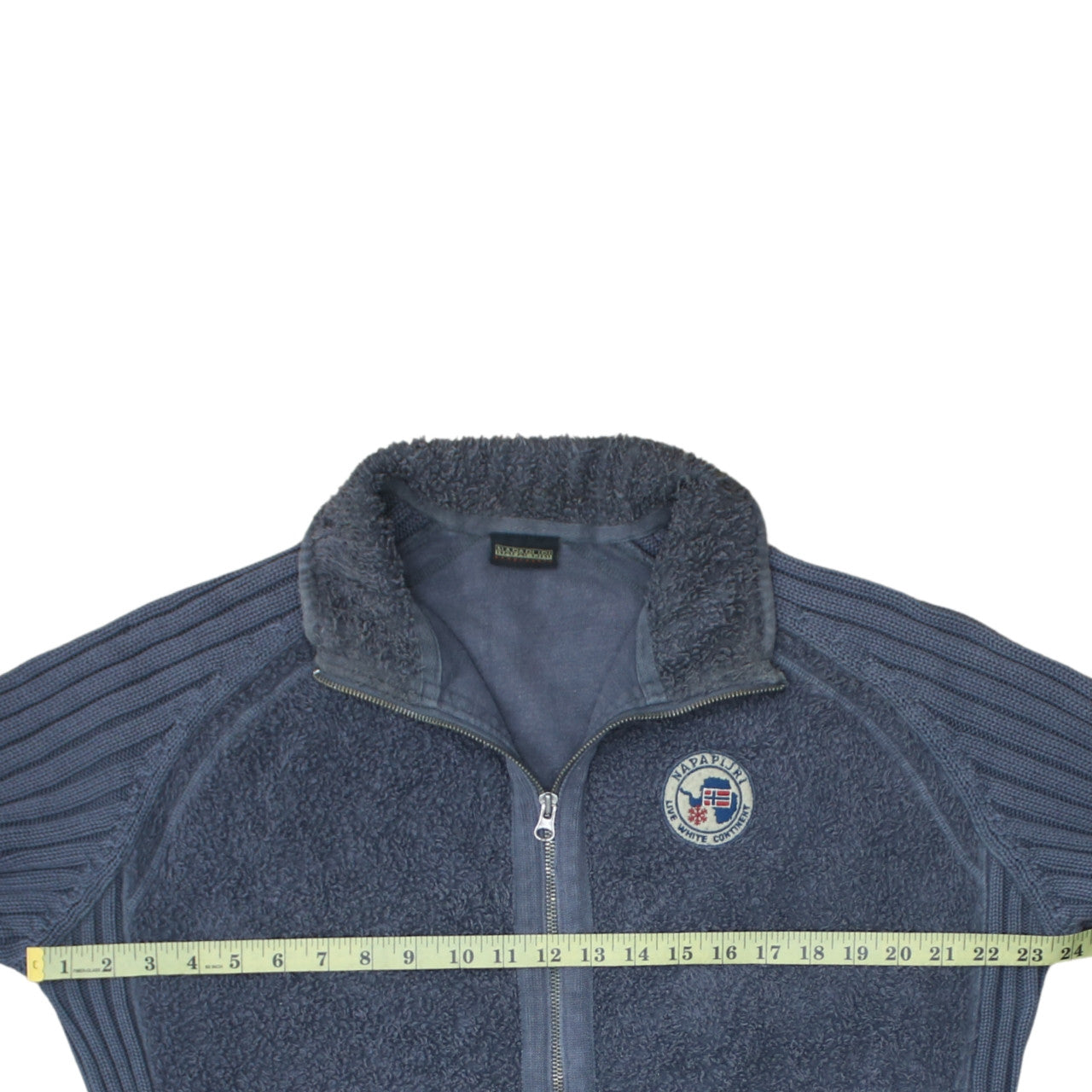 Napapijri Men's Blue Full Zip Cotton Knit Sweatshirt Size M