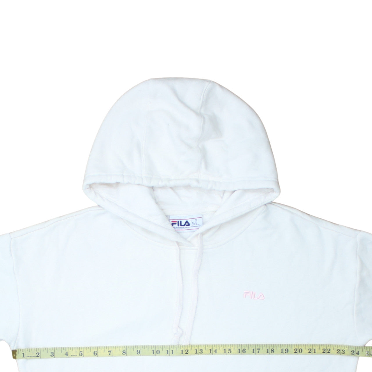 FILA Women White Hooded Pullover Sweatshirt XL 80s Style