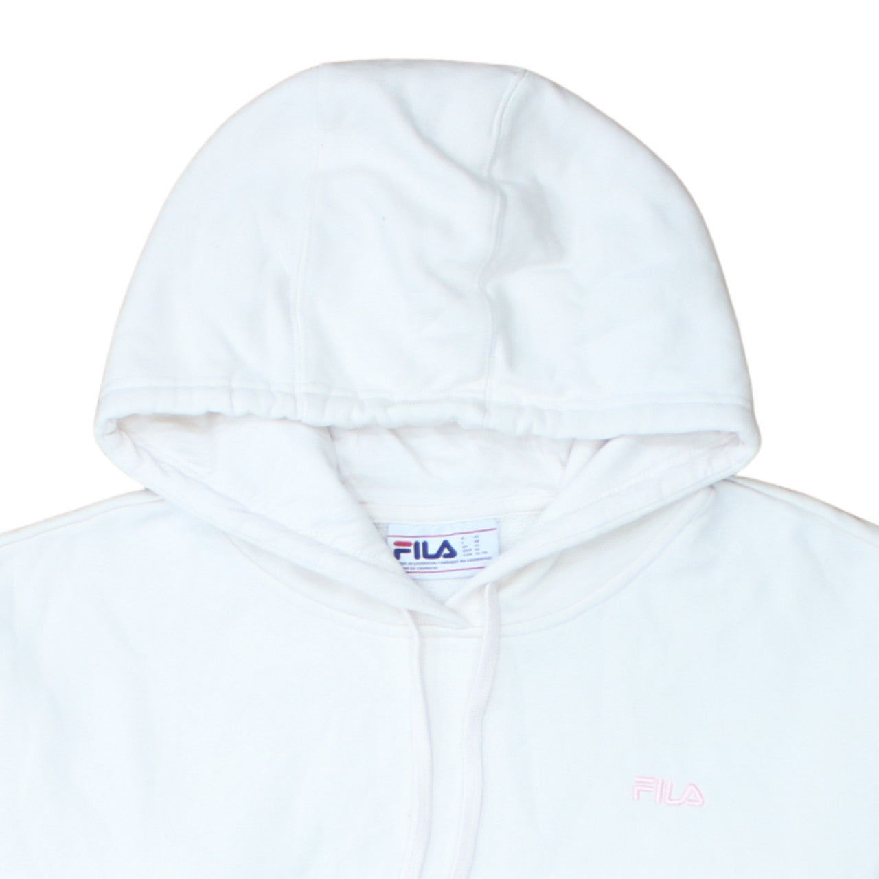 FILA Women White Hooded Pullover Sweatshirt XL 80s Style