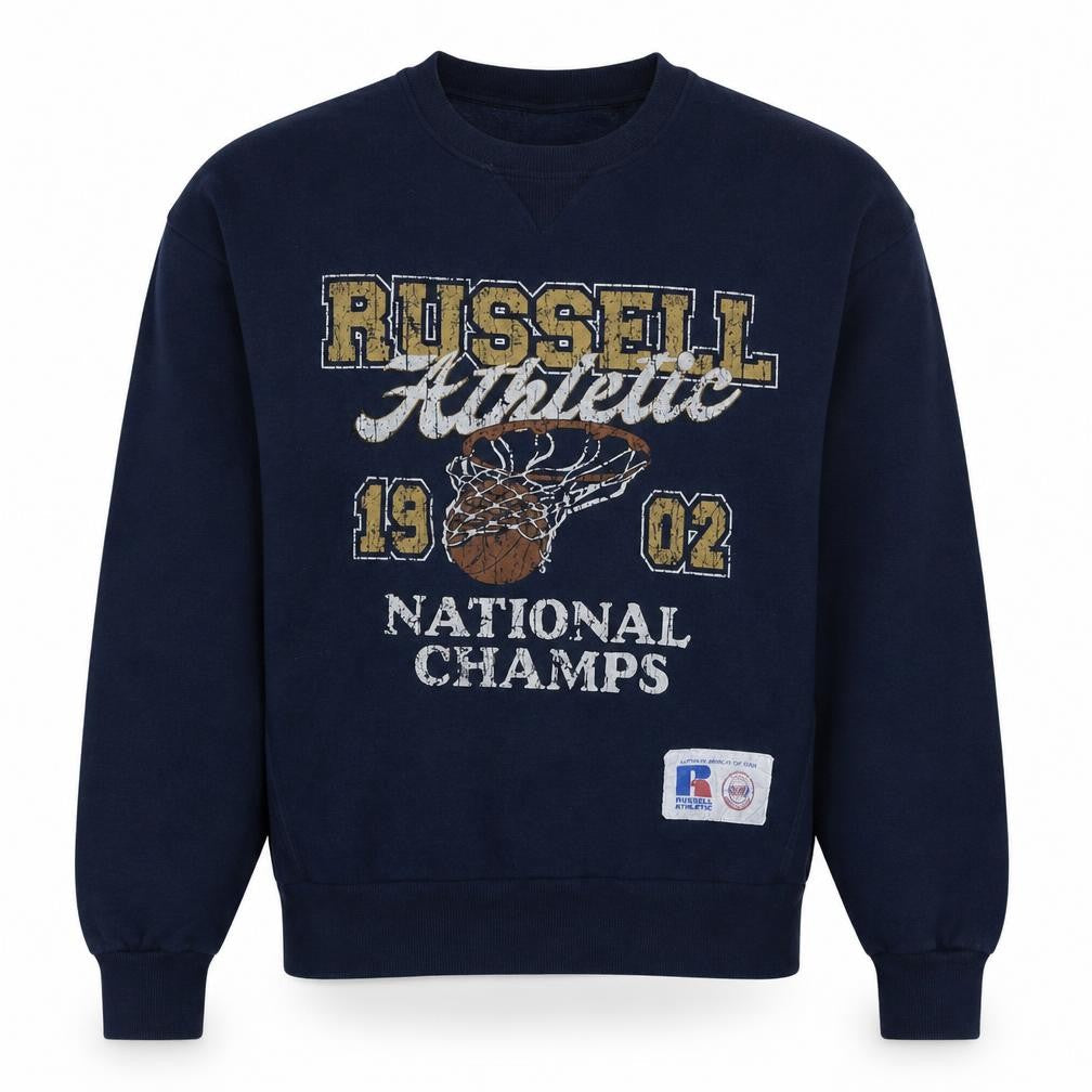 Russell Athletic Men's Blue XS Crew Neck Graphic Sweatshirt