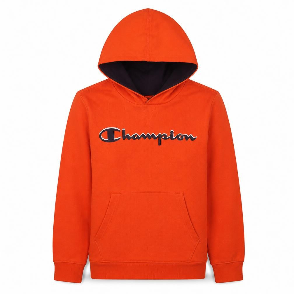 Champion Boys Orange Pullover Hoodie Size 11-12 Years Logo Print