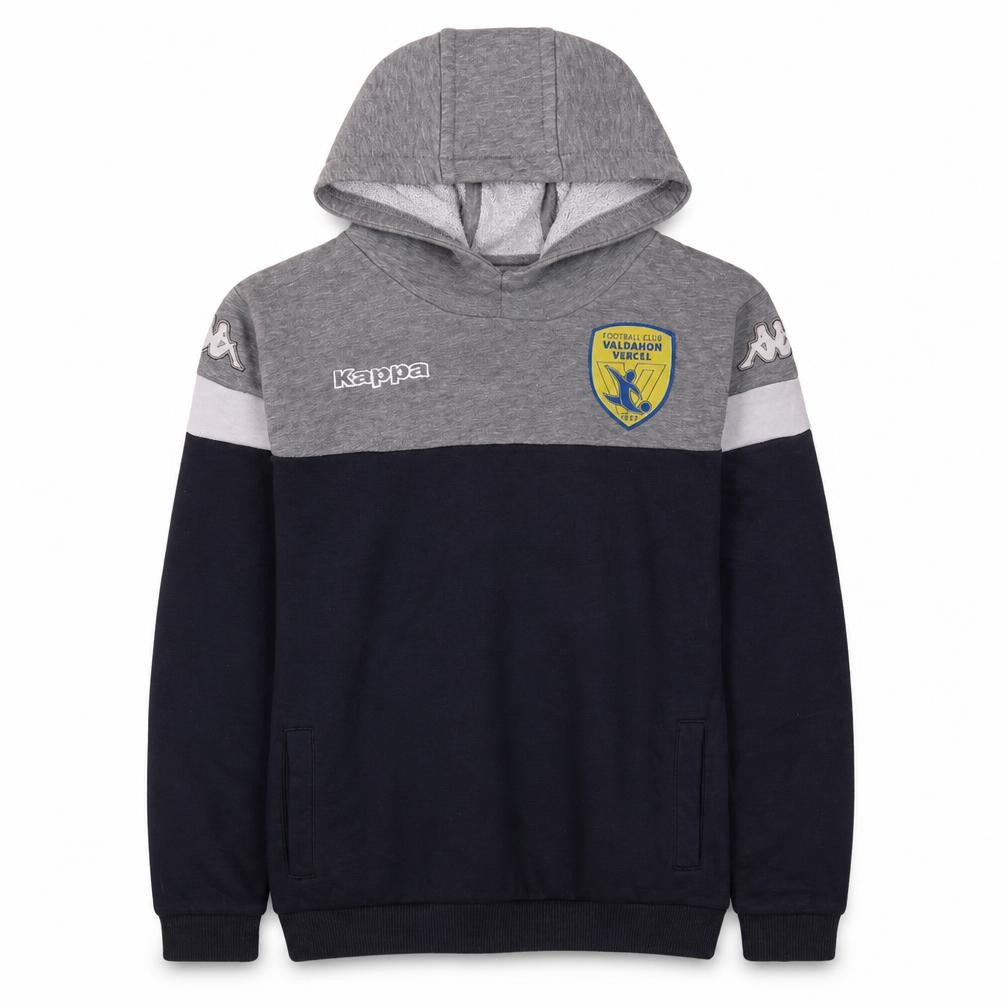 Kappa Boys Grey & Navy Pullover Hoodie 12 Years Football Club Design
