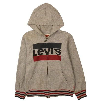 Preloved Levi's Boys Grey Full Zip Hoodie Size 10 Years Graphic Logo Cotton - Front