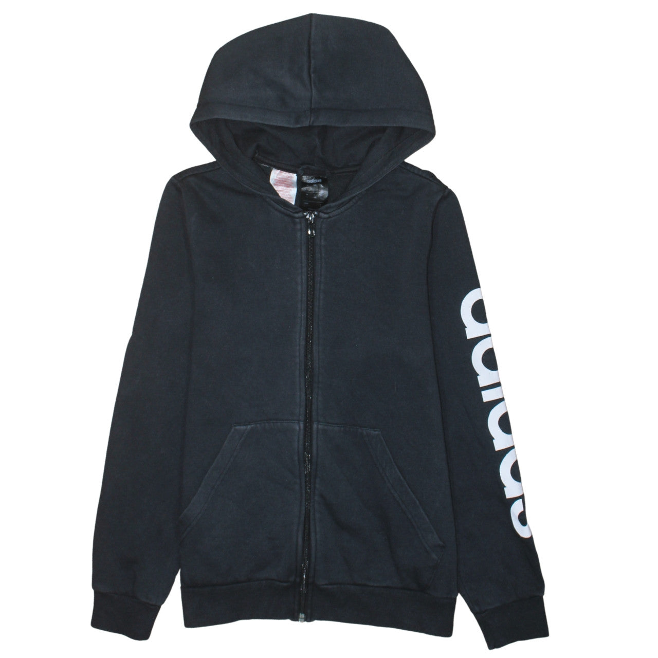Adidas Boys Black Full Zip Hoodie 14-15 Years Hooded Sweatshirt