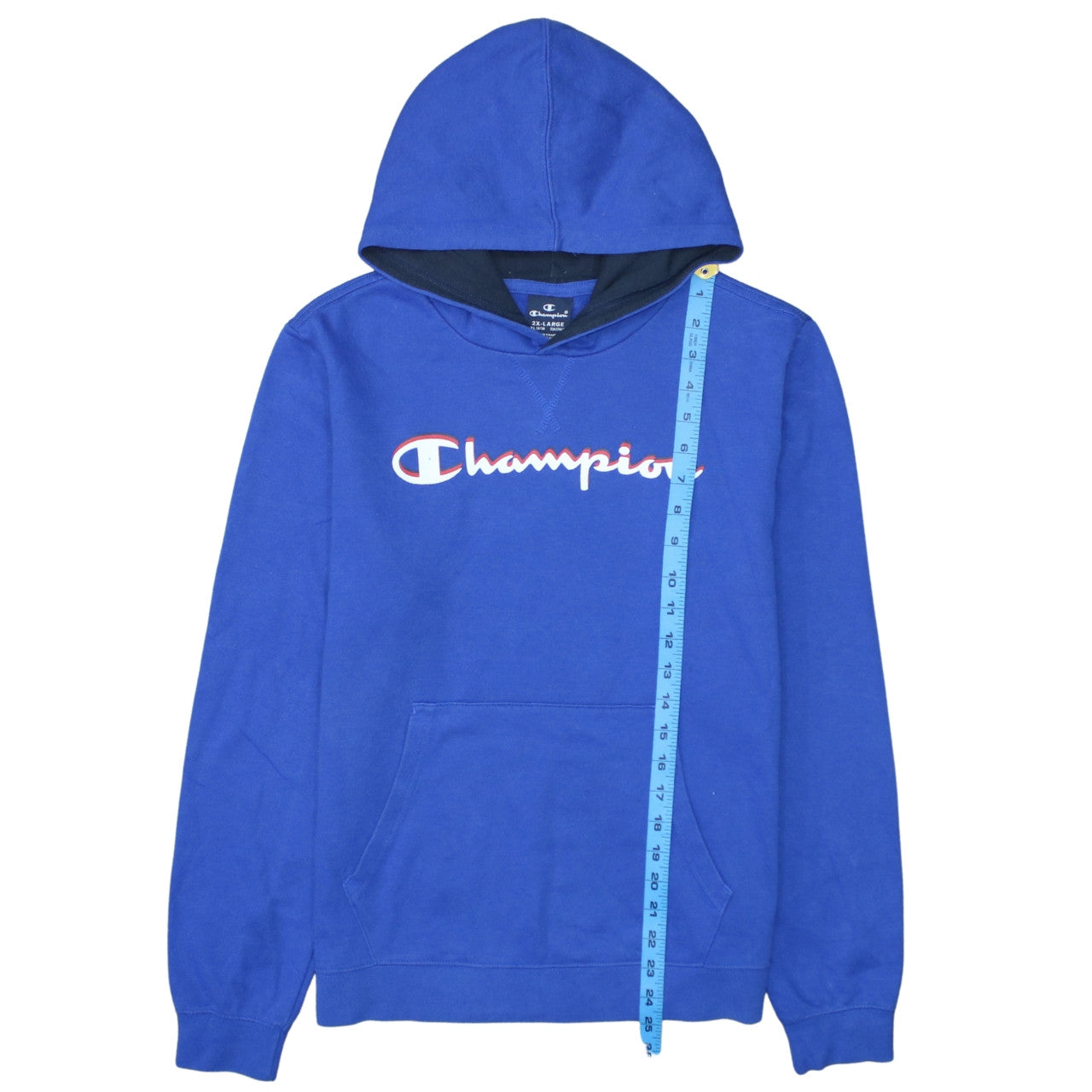 Champion Boys Blue Pullover Hoodie 15-16 Years 2XL Cotton Blend Logo Sweatshirt