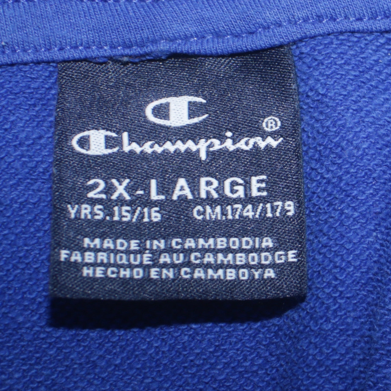 Champion Boys Blue Pullover Hoodie 15-16 Years 2XL Cotton Blend Logo Sweatshirt