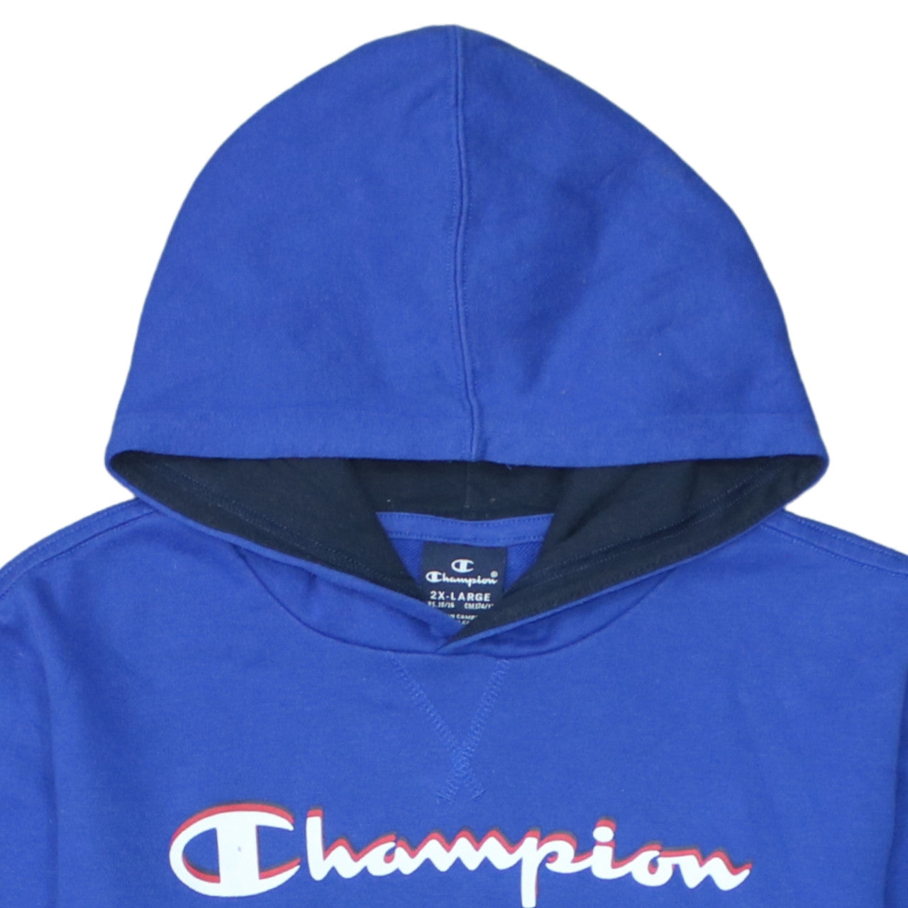 Champion Boys Blue Pullover Hoodie 15-16 Years 2XL Cotton Blend Logo Sweatshirt