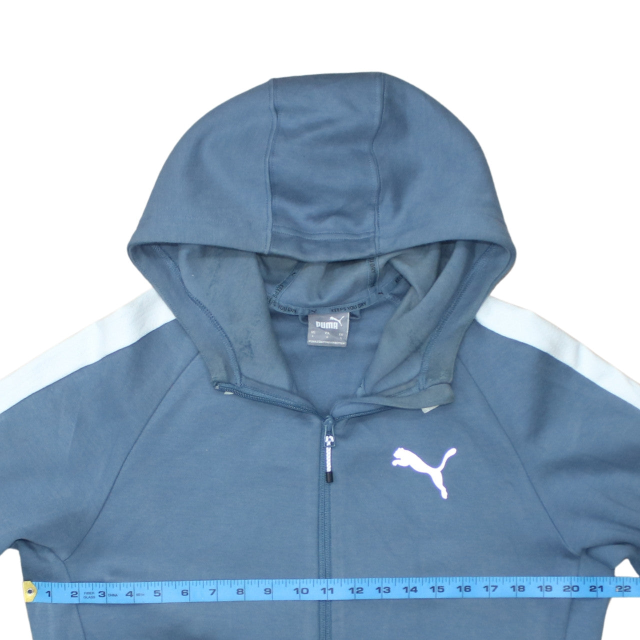 Puma Men Blue Full Zip Hoodie L Sportswear Training Sweatshirt