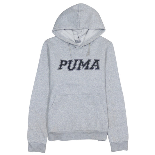 Puma Womens Grey Hooded Pullover Sweatshirt Size 12 Logo Print
