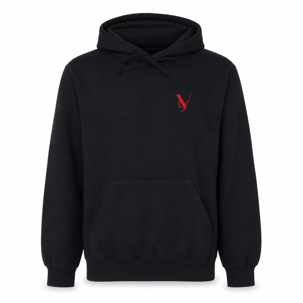 Russell Mens Black Embroidered Pullover Hoodie M Fleece