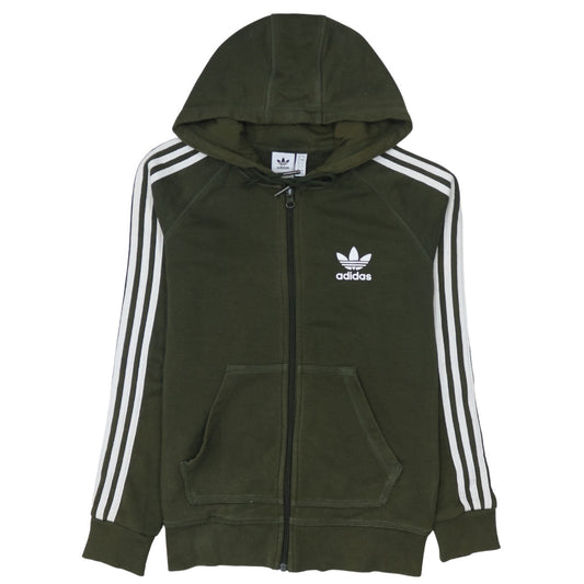 Adidas Women’s Green Full Zip Hoodie UK 8 Classic Hooded Sweatshirt