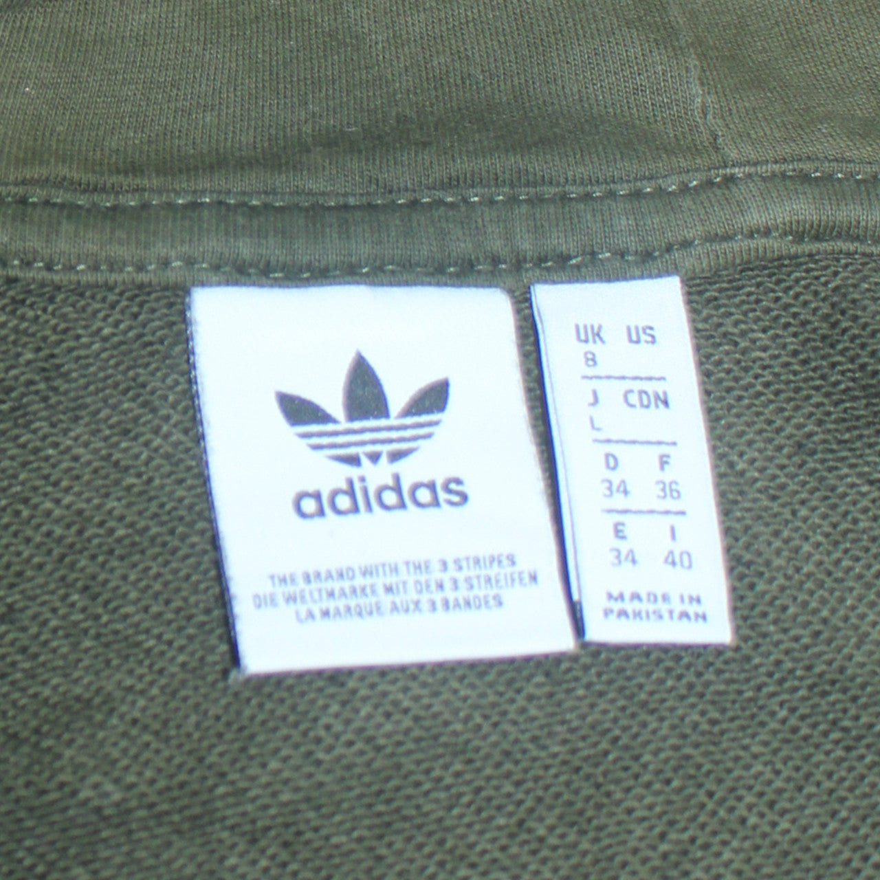 Adidas Women’s Green Full Zip Hoodie UK 8 Classic Hooded Sweatshirt