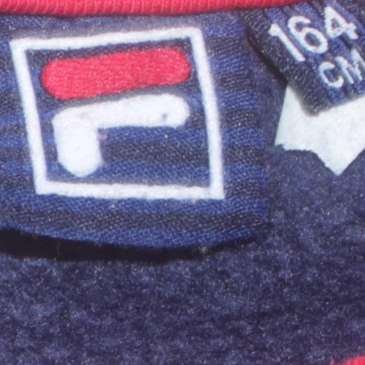 FILA Boys Blue Red Colourblock Sweatshirt 164cm Cotton Blend Logo Crew Neck