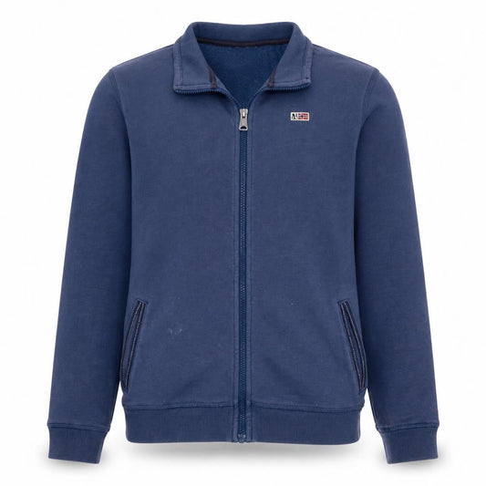 Napapijri Mens Blue Full Zip Sweatshirt Size L Logo Outdoor