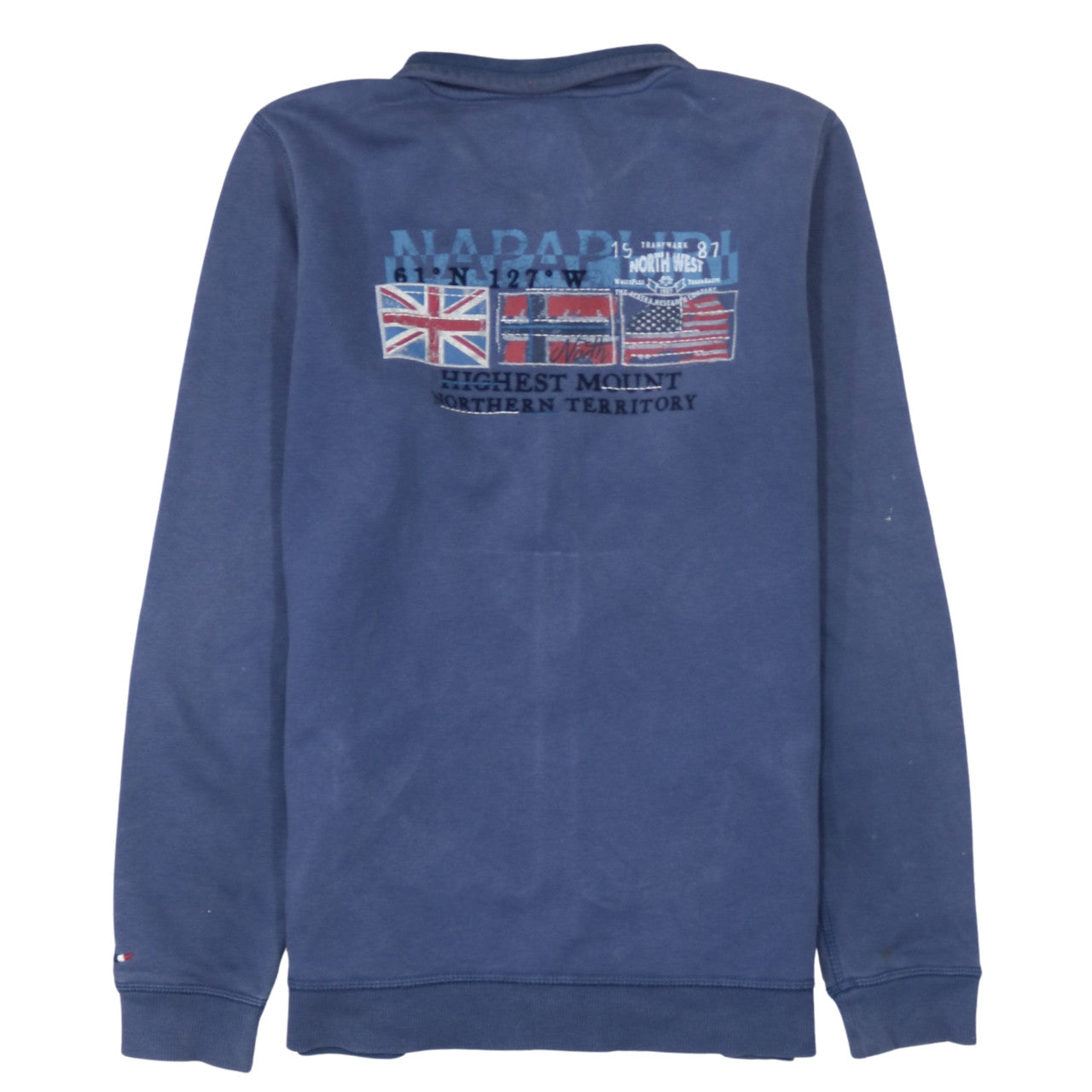 Napapijri Mens Blue Full Zip Sweatshirt Size L Logo Outdoor