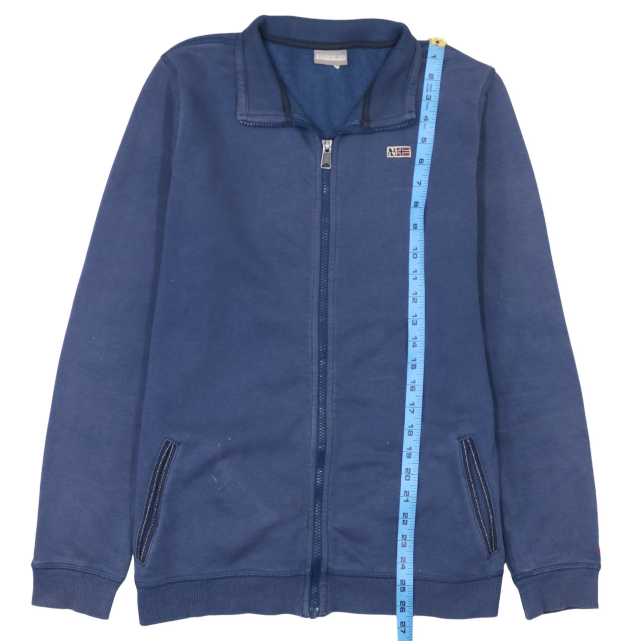 Napapijri Mens Blue Full Zip Sweatshirt Size L Logo Outdoor
